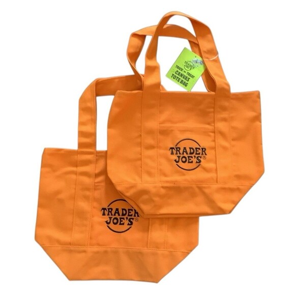Trader Joe’s Halloween Orange Mini Totes Set Of Two New - Picture 5 of 5
